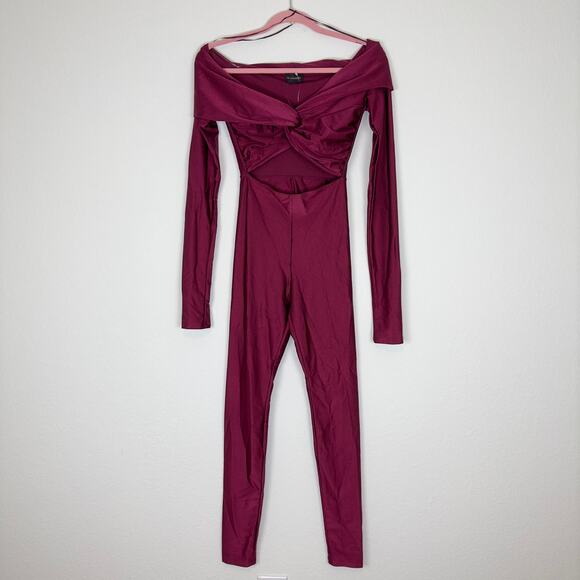 NWT The Andamane Kendall Off The Shoulder Jumpsuit in Ruby Size Small - Picture 2 of 8